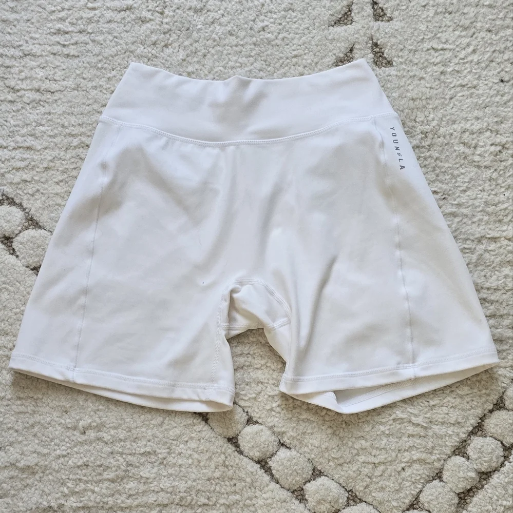 YoungLA White Bike Shorts - Picture 2 of 4
